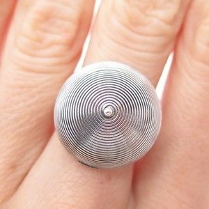 925 Sterling Silver Vintage Modernist Dome Oxidized Ring Size 6.75